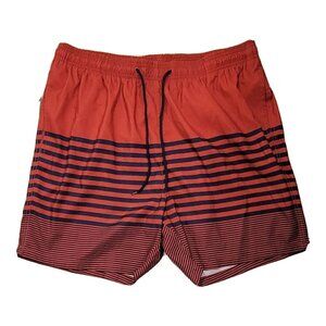 Swim Trunks Mens Size 3XL Red & Blue Striped Pockets Lining Emerson